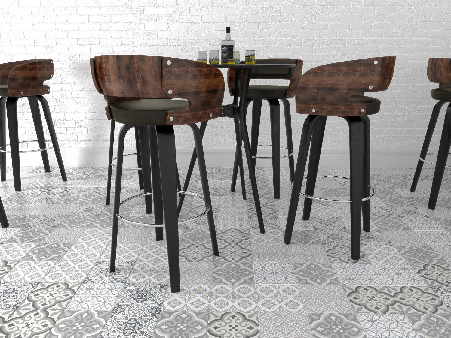 bar stool set 1010 3D Model .c4d .max .obj .3ds .fbx .stl .blend 