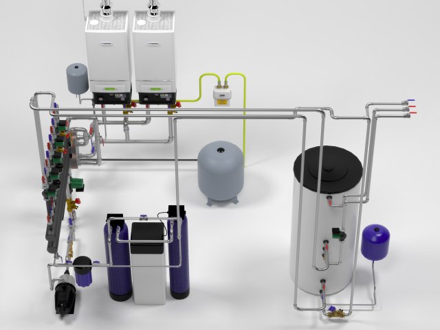 bosch condens 5000 zbr98-2 heating instalation Model 3D .c4d .max .obj .3ds .fbx .stl .blend 