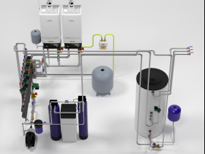 bosch condens 5000 zbr98-2 heating instalation 3D Model