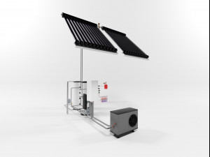 heating instalation with heat pump and solar system Model 3D