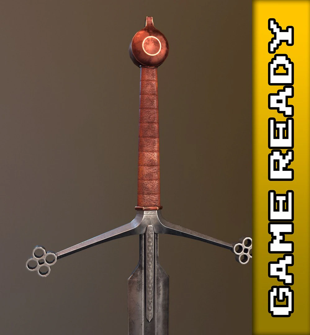 claymore sword - game ready 3D Model .c4d .max .obj .3ds .fbx .stl .blend