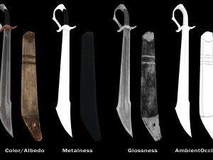 falchion sword - game ready 3D Model