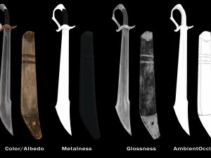 falchion sword - game ready 3D Model