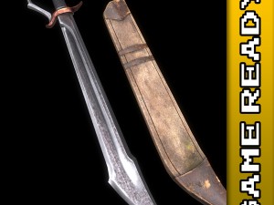 falchion sword - game ready 3D Model