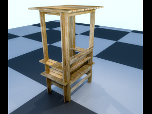 childs wood bench Model 3D