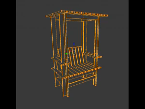 childs wood bench 3D Model
