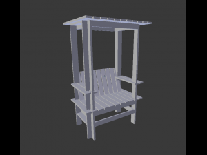 childs wood bench Model 3D