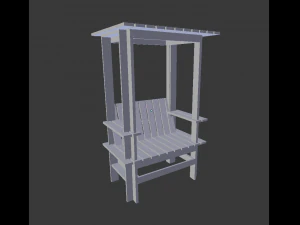 childs wood bench 3D Model