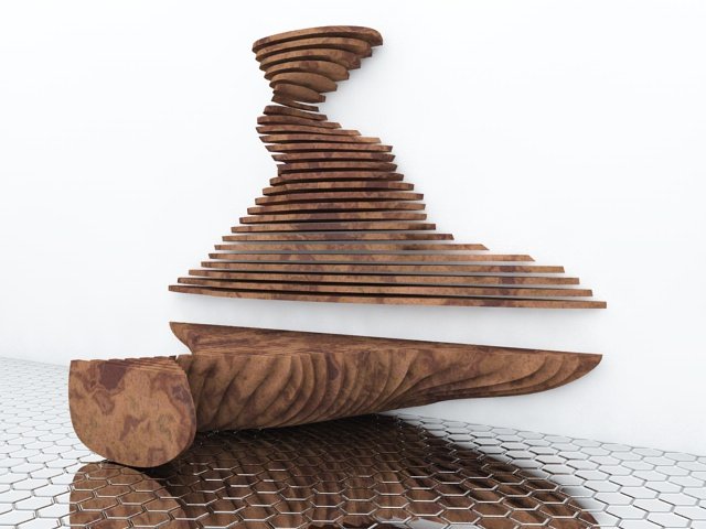 table with wall panel 3D Model .c4d .max .obj .3ds .fbx .stl .blend 