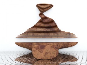 table with wall panel 3D Model