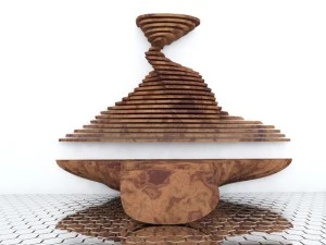 table with wall panel 3D Model