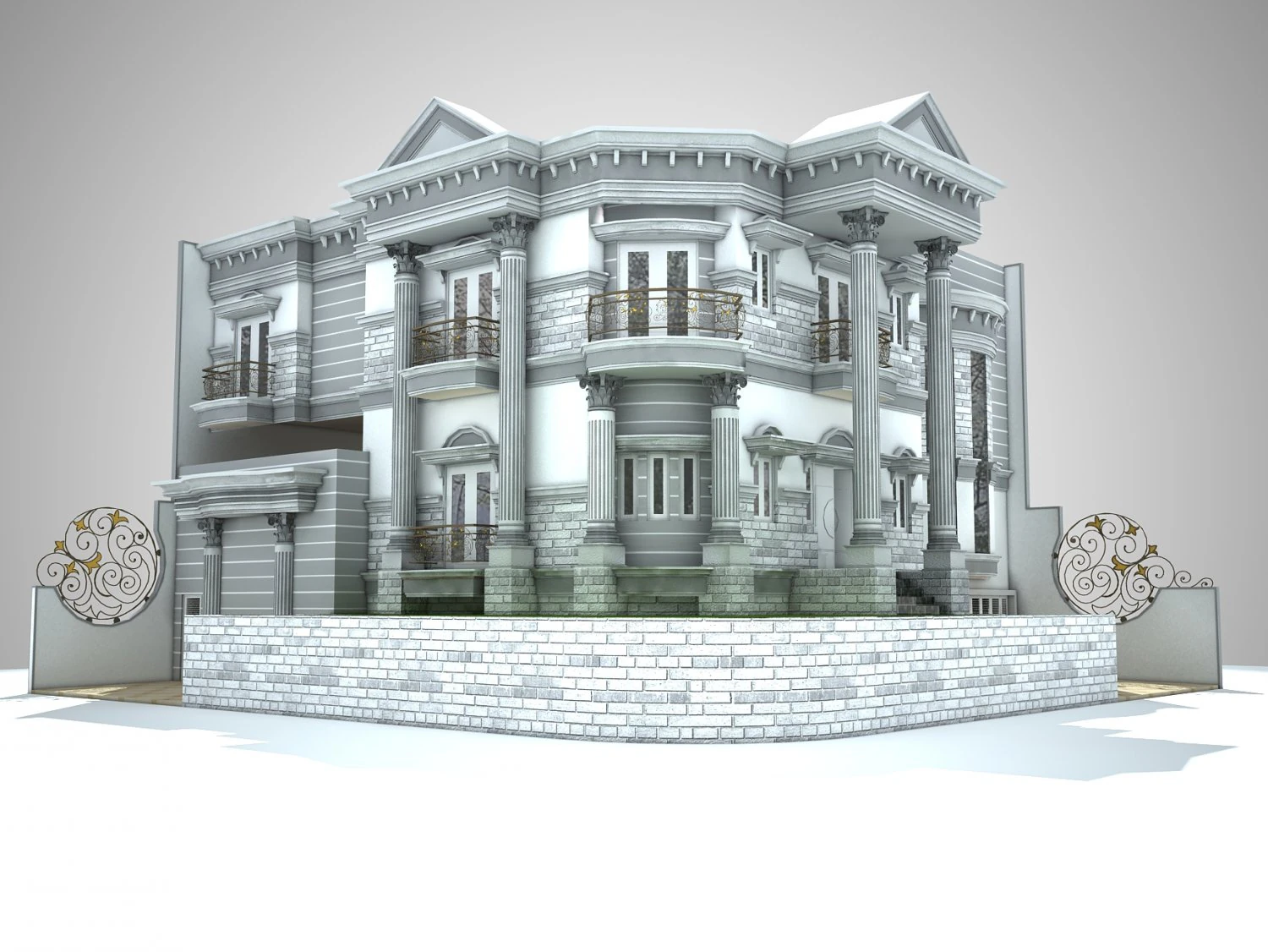 classic corner house 3D Model .c4d .max .obj .3ds .fbx .stl .blend