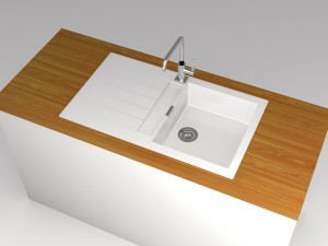 Kitchen sink and faucet modern design granite 3D मॉडल