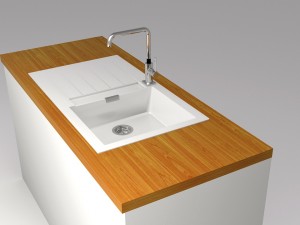 Kitchen sink and faucet modern design granite 3D Model
