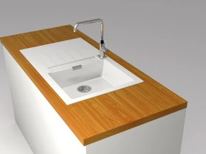 Wastafel dapur dan keran desain modern Model 3D