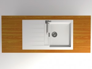 Kitchen sink and faucet modern design granite 3D मॉडल