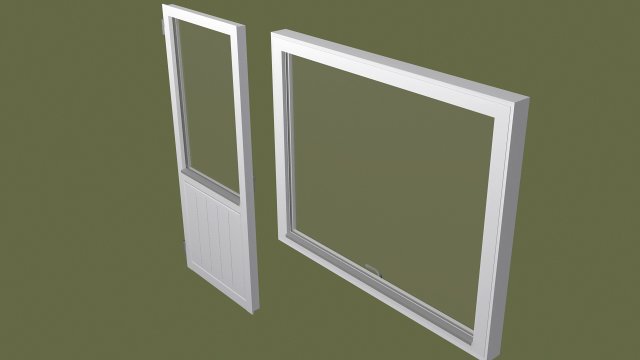 Balcony door and window Model 3D .c4d .max .obj .3ds .fbx .stl .blend 