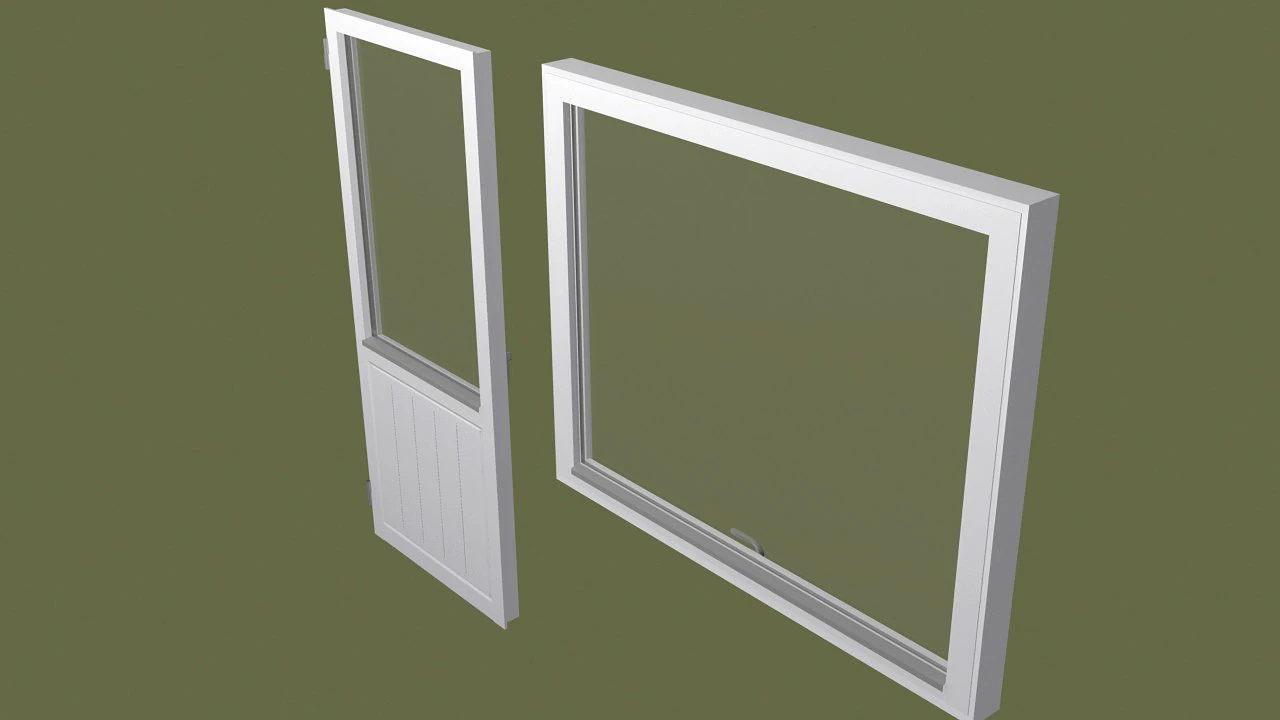 Balcony door and window 3D Model .c4d .max .obj .3ds .fbx .stl .blend 