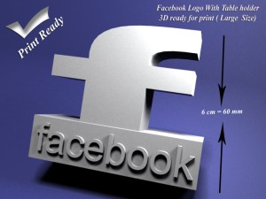 facebook with holder - 3d print ready - large size Modello di stampa 3D