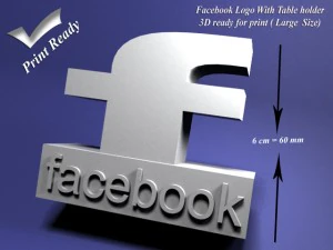 facebook with holder - 3d print ready - large size 3D Print Model