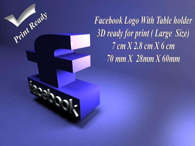 facebook with holder - 3d print ready - large size Modello di stampa 3D .c4d .max .obj .3ds .fbx .stl .blend 