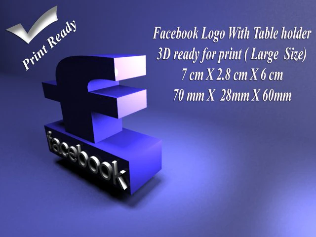 facebook with holder - 3d print ready - large size 3D Print Model .c4d .max .obj .3ds .fbx .stl .blend 