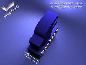 facebook with holder - 3d print ready - large size Modello di stampa 3D