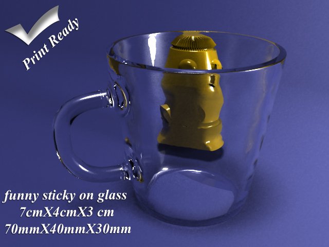 funny sticky on glass 3D-printmodel .c4d .max .obj .3ds .fbx .stl .blend 