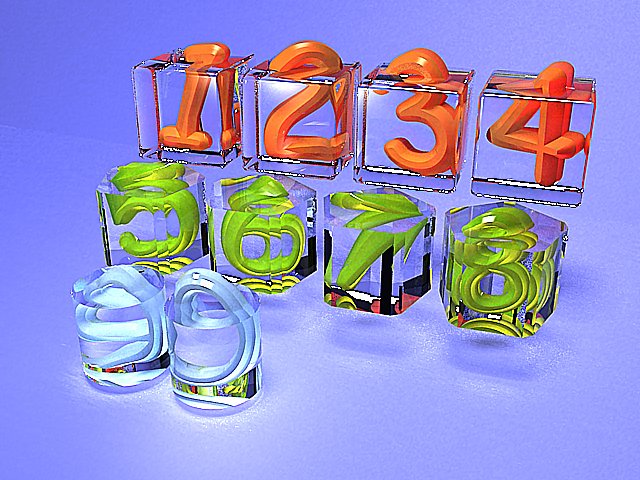 twisted numbers in glass 3D मॉडल .c4d .max .obj .3ds .fbx .stl .blend 
