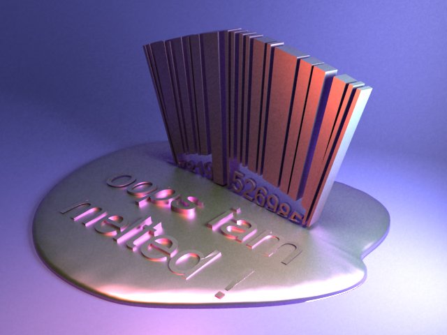 melted bar-code with text 3D Model .c4d .max .obj .3ds .fbx .stl .blend 