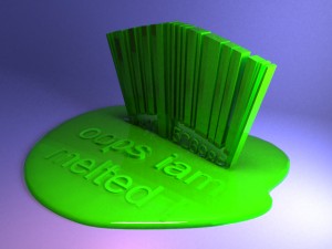 melted bar-code with text 3D Model