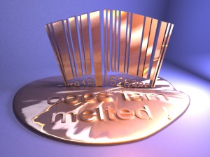 melted bar-code with text 3D Model