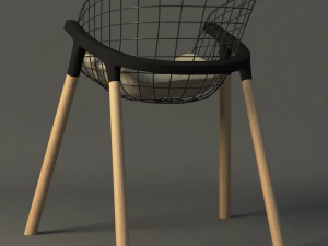 wire and wood modern chair 3D Model