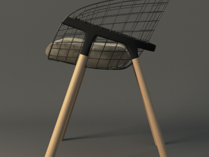 wire and wood modern chair 3D Model
