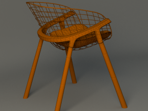 wire and wood modern chair 3D Model