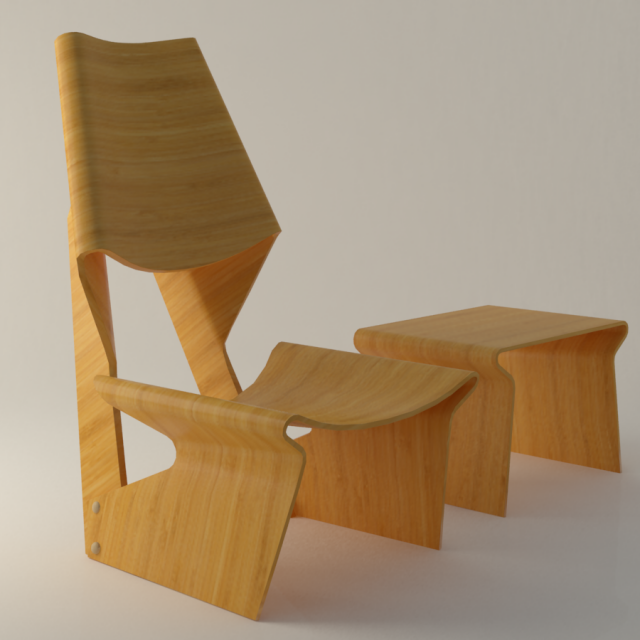 polywood blending chair 3D Model .c4d .max .obj .3ds .fbx .stl .blend