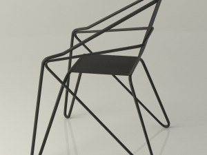 lattice iron frame chair Model 3D