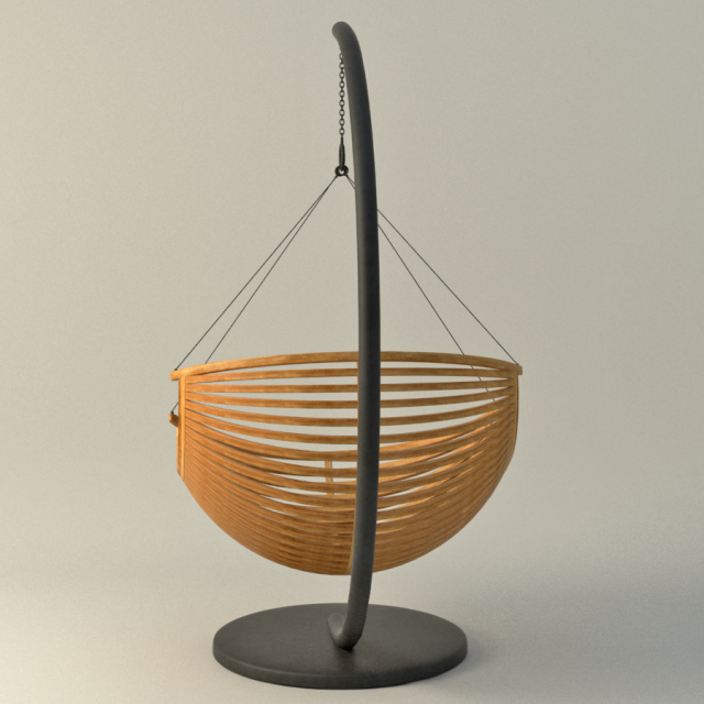 wood hanging chair 3D Модель .c4d .max .obj .3ds .fbx .stl .blend 