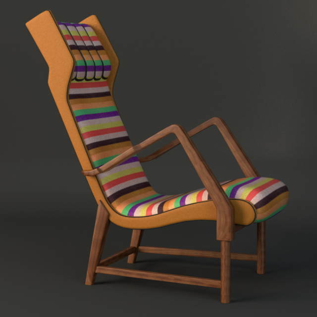 rare italian lounge chair 3D Model .c4d .max .obj .3ds .fbx .stl .blend 