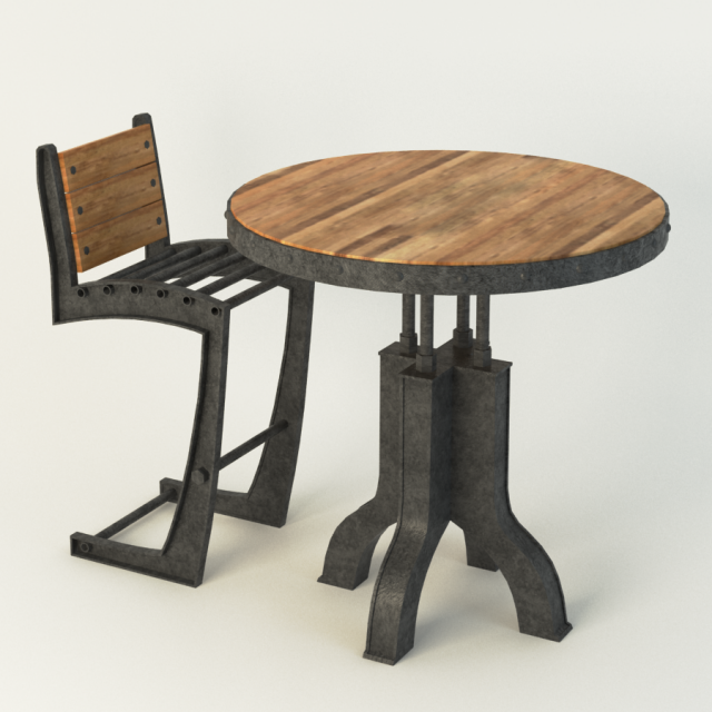 vintage industrial chair 3D Model .c4d .max .obj .3ds .fbx .stl .blend