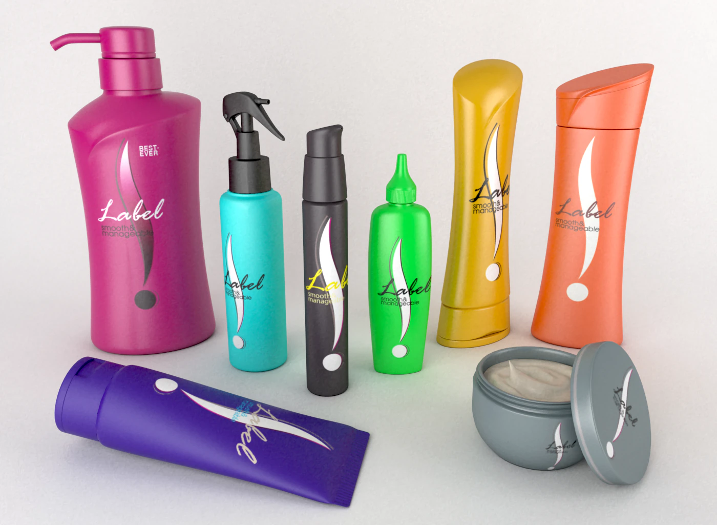 cosmetic bottle set 3D Model .c4d .max .obj .3ds .fbx .stl .blend