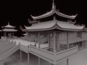 asia pagoda scence 3D मॉडल