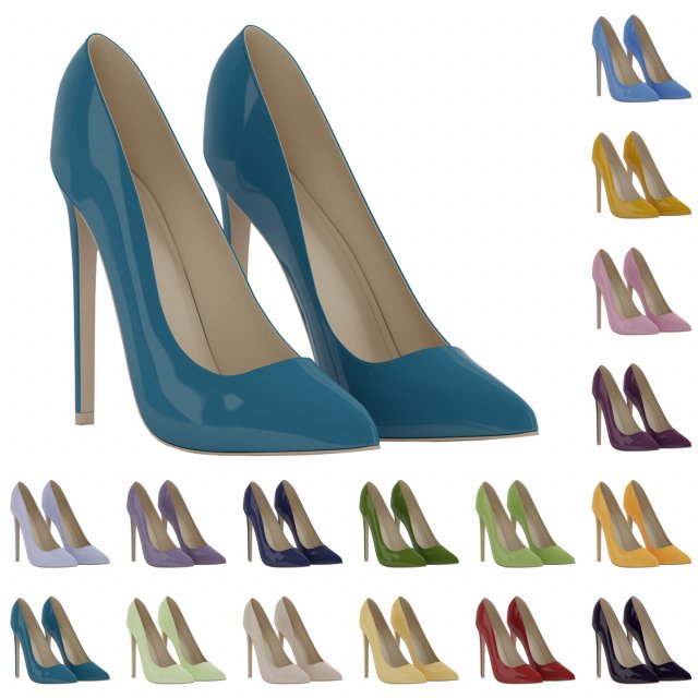 Lacquered ladies high heeled shoes 3Dモデル .c4d .max .obj .3ds .fbx .stl .blend 