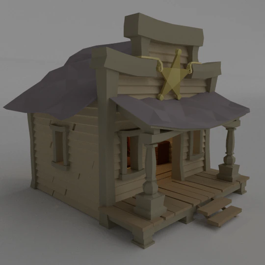 low poly western sheriff building 3D Model .c4d .max .obj .3ds .fbx .stl .blend 