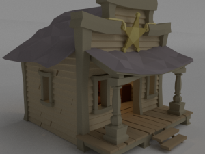 low poly western sheriff building 3D-Modell
