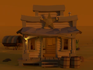 low poly western sheriff building 3D Model