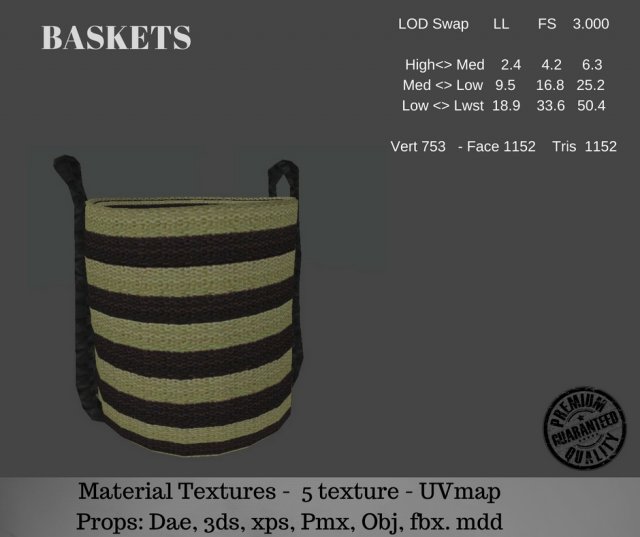 baskets 3D 모델 .c4d .max .obj .3ds .fbx .stl .blend 