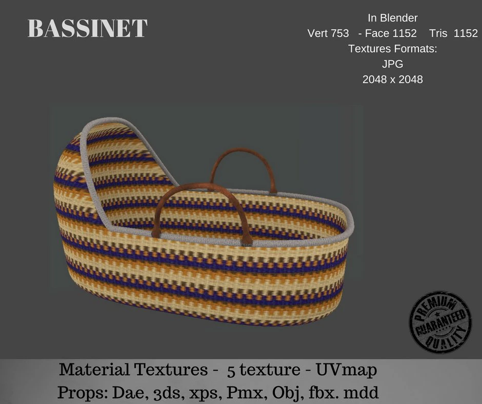 bassinet 3D Model .c4d .max .obj .3ds .fbx .stl .blend 
