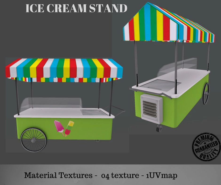 ice cream stand 3D Model .c4d .max .obj .3ds .fbx .stl .blend 