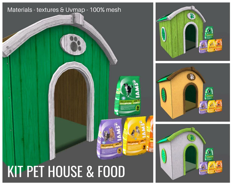 kit pet house food 3D Model .c4d .max .obj .3ds .fbx .stl .blend